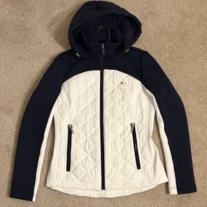 Tommy Hilfiger Women's Navy and White Quilted Ski Jacket